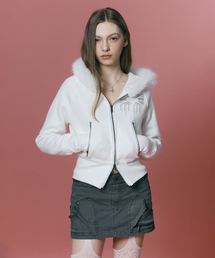 Becky Fur Hoodie Jacket (White)