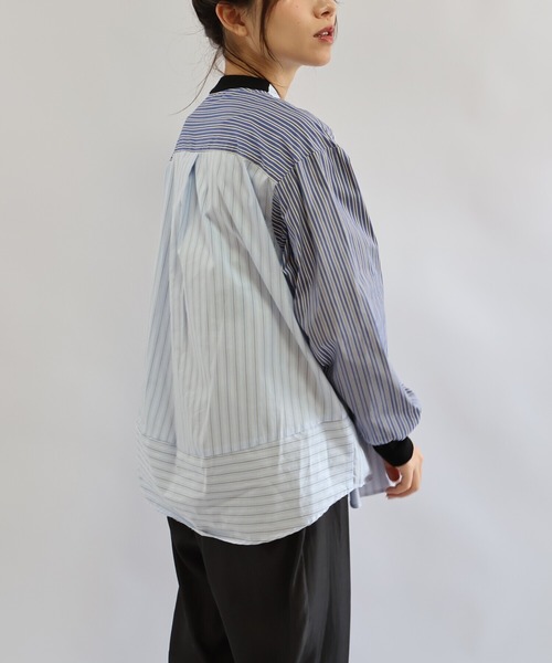 etre relie(エトレリー)の「ストライプバイカラーシャツ(シャツ/ブラウス・レディース・サックスブルー/ブルー系その他2・MEDIUM)」の8枚目の写真