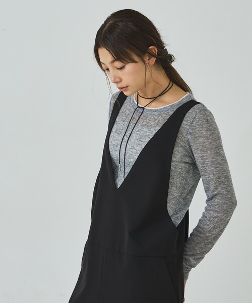 abahouse mavie(アバハウスマヴィ)の「ダブル襟シアーフライスプルオーバー(Tシャツ/カットソー・レディース・グレー/ブラウン/ブラック/ホワイト・フリー)」の10枚目の写真