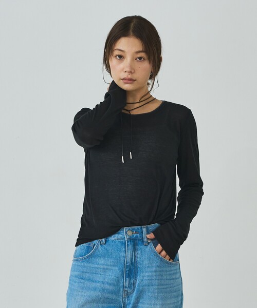 abahouse mavie(アバハウスマヴィ)の「ダブル襟シアーフライスプルオーバー(Tシャツ/カットソー・レディース・グレー/ブラウン/ブラック/ホワイト・フリー)」の16枚目の写真