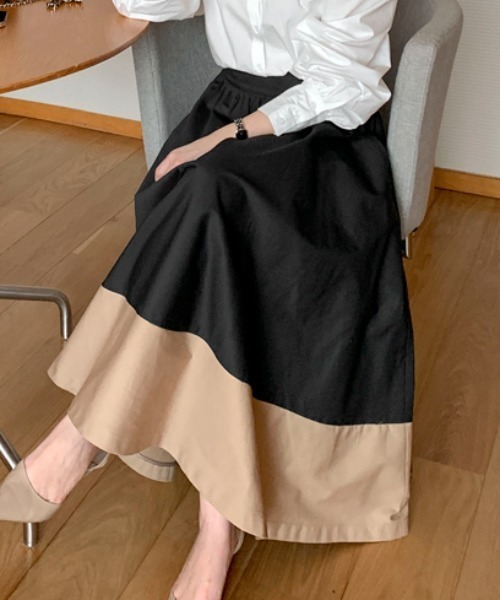 FAVORITO(ファヴォリート)の「ハイウエスト配色切り替えスカート(スカート・レディース・ブラック/モカ・F)」の10枚目の写真