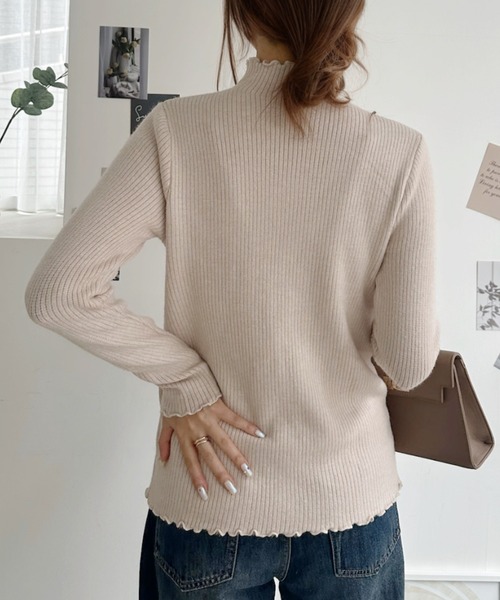 Eclat one(エクラワン)の「【まるで着る毛布】裏起毛ハイネックニットトップス(ニット/セーター・レディース・ベージュ/ブラウン/アイボリー/ブラック・FREE)」の7枚目の写真