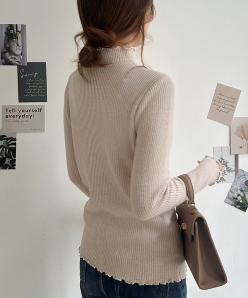 Eclat one(エクラワン)の「【まるで着る毛布】裏起毛ハイネックニットトップス(ニット/セーター・レディース・ベージュ/ブラウン/アイボリー/ブラック・FREE)」の8枚目の写真