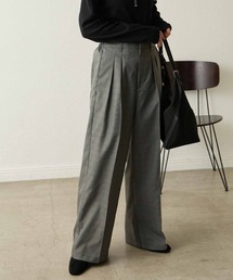 【Aunely】パウダーツイル美シルエットツータックワイドスラックス<YOSOOIシリーズ>