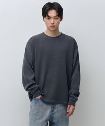 ピグメントワッフル長袖Tシャツ[ネイビー]