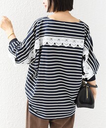 【WEB限定】〈手洗い可能〉バック レース 袖 ロング リブ ドルマン プルオーバー