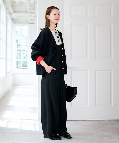 U by SPICK&SPAN(ユーバイスピックアンドスパン)の「《WEB限定 / 追加2 / 2枚セット》WPL トラウザーサロペット(つなぎ/オールインワン・レディース・モカ/ブラック・38/36)」の4枚目の写真