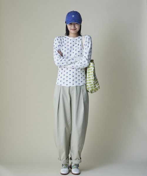 mintdesigns(ミントデザインズ)の「Cat & Mouse Thermal Top(Tシャツ/カットソー・レディース・グレー/ホワイト・ONESIZE)」の4枚目の写真