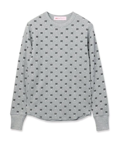 mintdesigns(ミントデザインズ)の「Cat & Mouse Thermal Top(Tシャツ/カットソー・レディース・グレー/ホワイト・ONESIZE)」の7枚目の写真