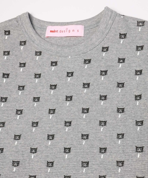 mintdesigns(ミントデザインズ)の「Cat & Mouse Thermal Top(Tシャツ/カットソー・レディース・グレー/ホワイト・ONESIZE)」の9枚目の写真