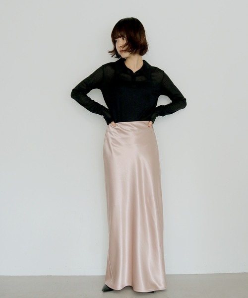 cheriella(シェリエラ)の「【cheriella】サテンナロースカート SATIN NARROW SKIRT(スカート・レディース・アイボリー/ピンク/ブラック/ブラウン・FREE)」の9枚目の写真