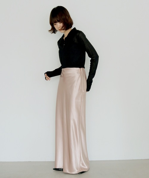 cheriella(シェリエラ)の「【cheriella】サテンナロースカート SATIN NARROW SKIRT(スカート・レディース・アイボリー/ピンク/ブラック/ブラウン・FREE)」の10枚目の写真