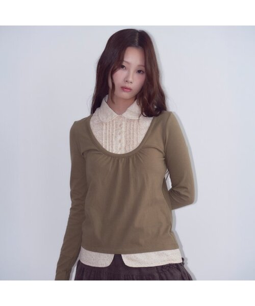 OAFISH(オアフィッシュ)の「花柄長袖シャツ(グリーン)(Tシャツ/カットソー・レディース・その他・FREE)」の1枚目の写真