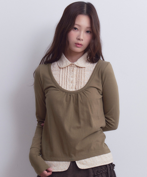 OAFISH(オアフィッシュ)の「花柄長袖シャツ(グリーン)(Tシャツ/カットソー・レディース・その他・FREE)」の2枚目の写真