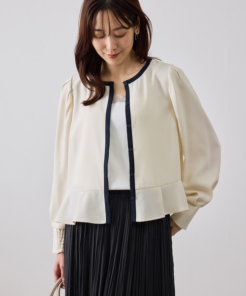 ROPE' PICNIC(ロペピクニック)の「ジャケットみたいに着られるブラウス(シャツ/ブラウス・レディース・ネイビー/サックスブルー/ホワイト系その他/ホワイト・FREE)」の2枚目の写真