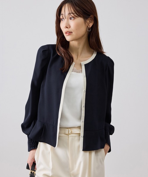 ROPE' PICNIC(ロペピクニック)の「ジャケットみたいに着られるブラウス(シャツ/ブラウス・レディース・ネイビー/サックスブルー/ホワイト系その他/ホワイト・FREE)」の3枚目の写真