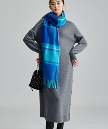 【軽量／カシミヤ混／体型カバー】ハイネックニットワンピース
