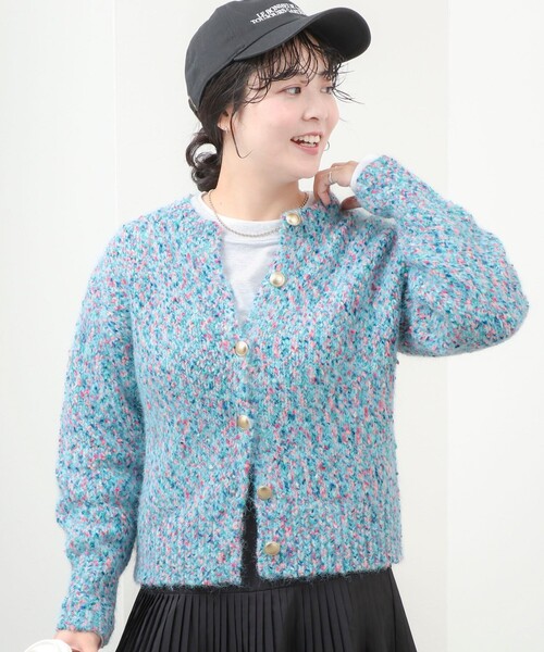 fredy couleur(フレディクルール)の「《WEB限定カラーあり》カラーモールクルーカーディガン(カーディガン/ボレロ・レディース・ネイビー/サックスブルー/ホワイト系その他/ピンク・M)」の1枚目の写真