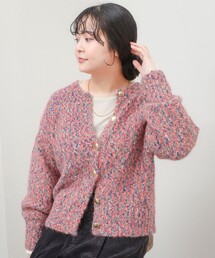 《WEB限定カラーあり》カラーモールクルーカーディガン