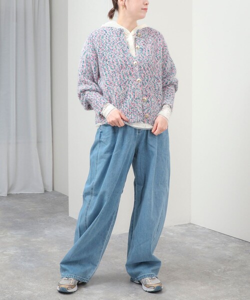 fredy couleur(フレディクルール)の「《WEB限定カラーあり》カラーモールクルーカーディガン(カーディガン/ボレロ・レディース・ネイビー/サックスブルー/ホワイト系その他/ピンク・M)」の5枚目の写真