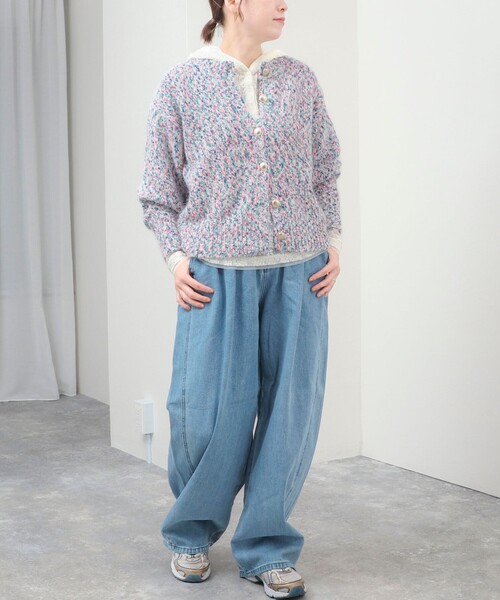 fredy couleur(フレディクルール)の「《WEB限定カラーあり》カラーモールクルーカーディガン(カーディガン/ボレロ・レディース・ネイビー/サックスブルー/ホワイト系その他/ピンク・M)」の6枚目の写真