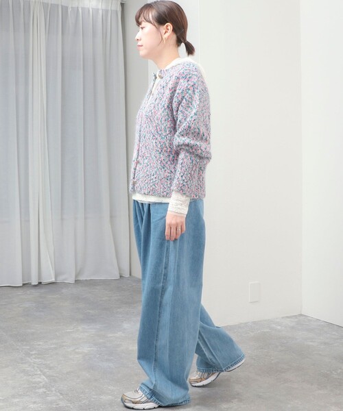 fredy couleur(フレディクルール)の「《WEB限定カラーあり》カラーモールクルーカーディガン(カーディガン/ボレロ・レディース・ネイビー/サックスブルー/ホワイト系その他/ピンク・M)」の7枚目の写真