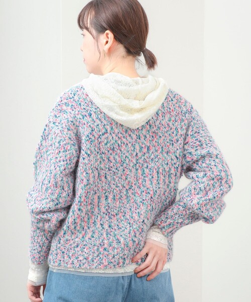 fredy couleur(フレディクルール)の「《WEB限定カラーあり》カラーモールクルーカーディガン(カーディガン/ボレロ・レディース・ネイビー/サックスブルー/ホワイト系その他/ピンク・M)」の12枚目の写真