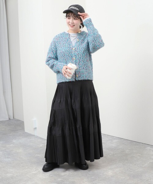 fredy couleur(フレディクルール)の「《WEB限定カラーあり》カラーモールクルーカーディガン(カーディガン/ボレロ・レディース・ネイビー/サックスブルー/ホワイト系その他/ピンク・M)」の15枚目の写真