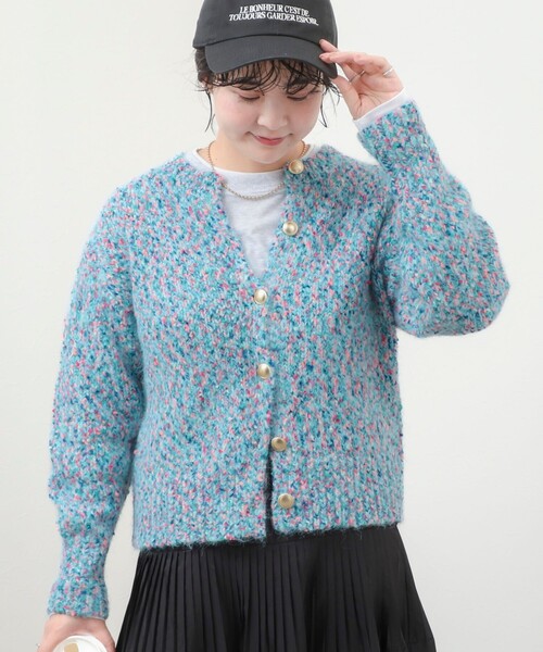 fredy couleur(フレディクルール)の「《WEB限定カラーあり》カラーモールクルーカーディガン(カーディガン/ボレロ・レディース・ネイビー/サックスブルー/ホワイト系その他/ピンク・M)」の16枚目の写真