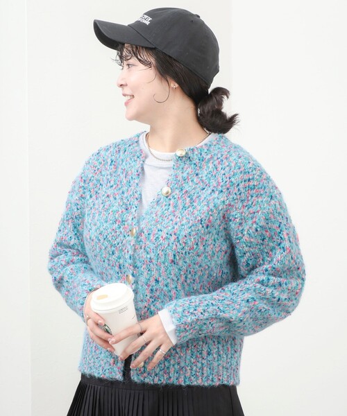 fredy couleur(フレディクルール)の「《WEB限定カラーあり》カラーモールクルーカーディガン(カーディガン/ボレロ・レディース・ネイビー/サックスブルー/ホワイト系その他/ピンク・M)」の18枚目の写真