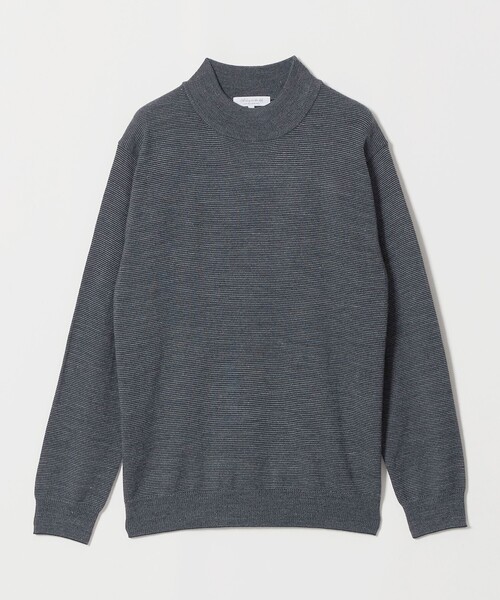 A DAY IN THE LIFE UNITED ARROWS（アデイインザライフユナイテッドアローズ）の「テンジクボーダー モックネックニット 12GG -ウォッシャブル-＜A DAY IN THE LIFE＞（ニット/セーター・メンズ・ロイヤルブルー/モカ・XL/L/M/S）」の2枚目の写真