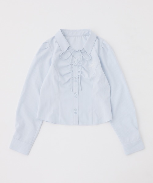 one after another NICE CLAUP(ワンアフターアナザーナイスクラップ)の「刺しゅう入りギャザーブラウス(シャツ/ブラウス・レディース・オフホワイト/ネイビー/サックスブルー・FREE)」の3枚目の写真