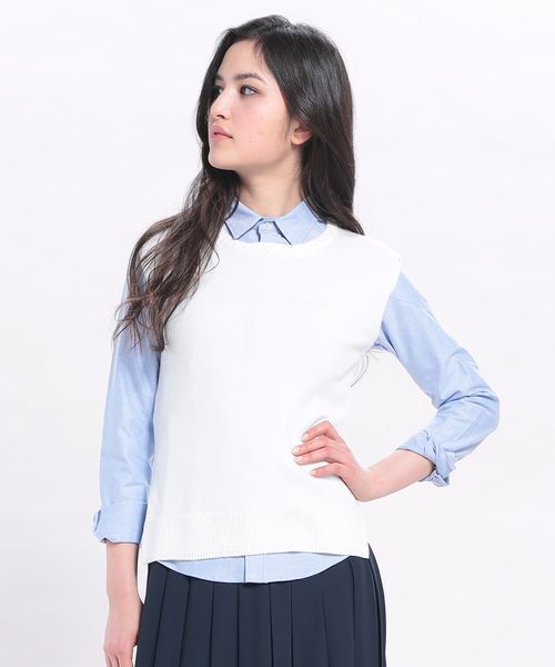 ROPE' PICNIC（ロペピクニック）の「スリット空きニットベスト（ベスト・レディース・ホワイト/ブラック/ネイビー・38）」の2枚目の写真