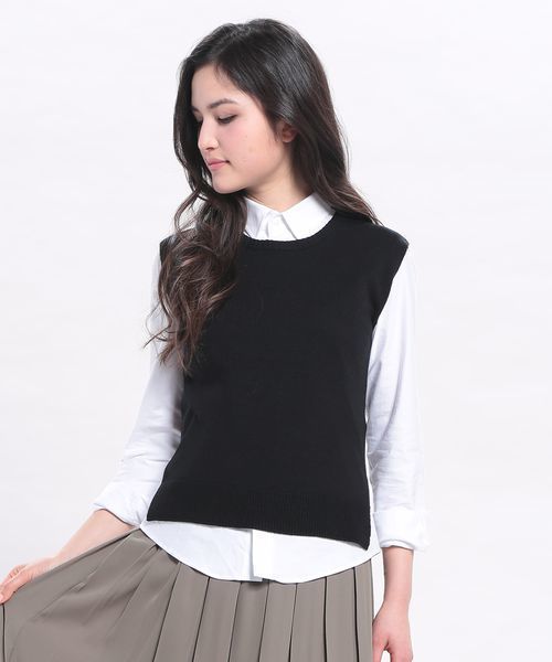 ROPE' PICNIC（ロペピクニック）の「スリット空きニットベスト（ベスト・レディース・ホワイト/ブラック/ネイビー・38）」の3枚目の写真