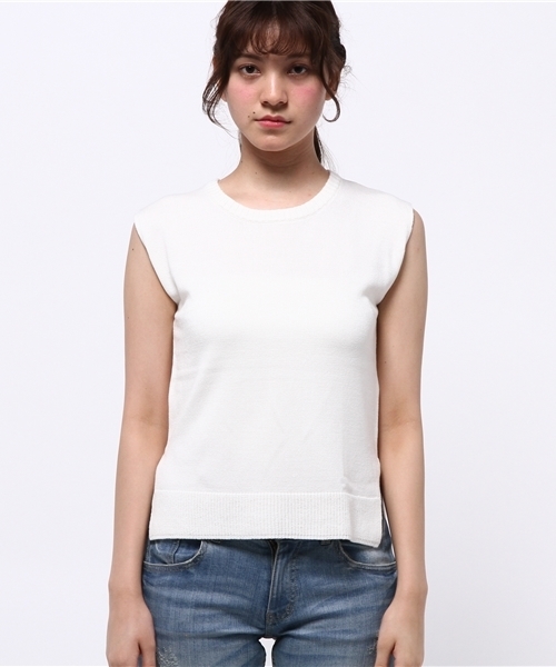 ROPE' PICNIC（ロペピクニック）の「スリット空きニットベスト（ベスト・レディース・ホワイト/ブラック/ネイビー・38）」の12枚目の写真