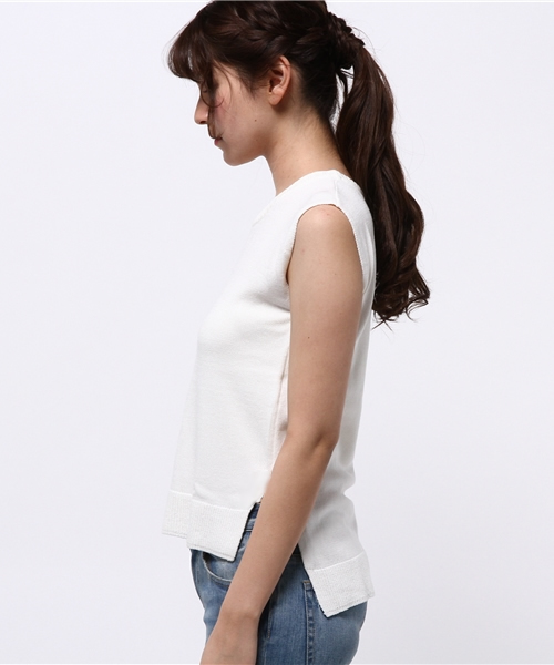 ROPE' PICNIC（ロペピクニック）の「スリット空きニットベスト（ベスト・レディース・ホワイト/ブラック/ネイビー・38）」の13枚目の写真