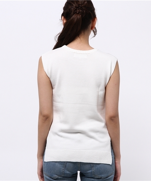 ROPE' PICNIC（ロペピクニック）の「スリット空きニットベスト（ベスト・レディース・ホワイト/ブラック/ネイビー・38）」の14枚目の写真