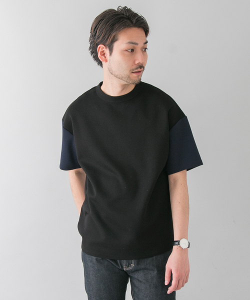 URBAN RESEARCH（アーバンリサーチ）の「ポンチバイカラールーズTシャツ（Tシャツ/カットソー・メンズ・ホワイト×グレー/ブラック系その他/ベージュ系その他/グレー×ホワイト・LARGE/MEDIUM）」の2枚目の写真