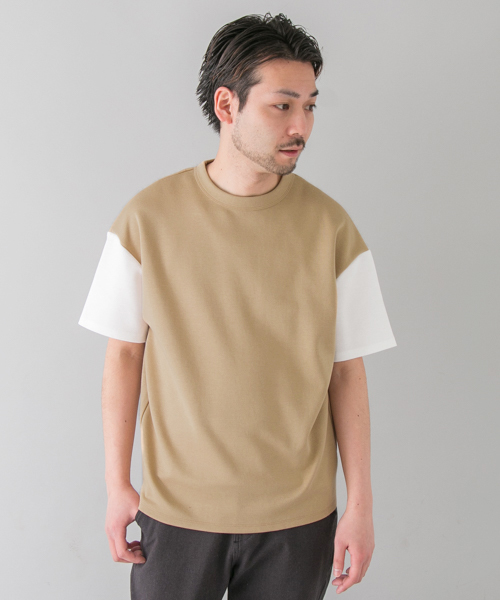 URBAN RESEARCH（アーバンリサーチ）の「ポンチバイカラールーズTシャツ（Tシャツ/カットソー・メンズ・ホワイト×グレー/ブラック系その他/ベージュ系その他/グレー×ホワイト・LARGE/MEDIUM）」の15枚目の写真