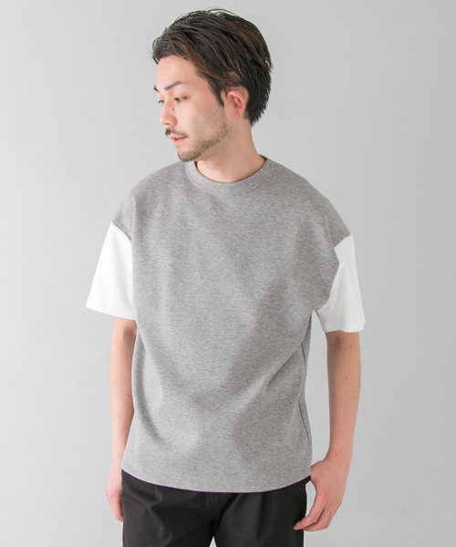 URBAN RESEARCH（アーバンリサーチ）の「ポンチバイカラールーズTシャツ（Tシャツ/カットソー・メンズ・ホワイト×グレー/ブラック系その他/ベージュ系その他/グレー×ホワイト・LARGE/MEDIUM）」の17枚目の写真