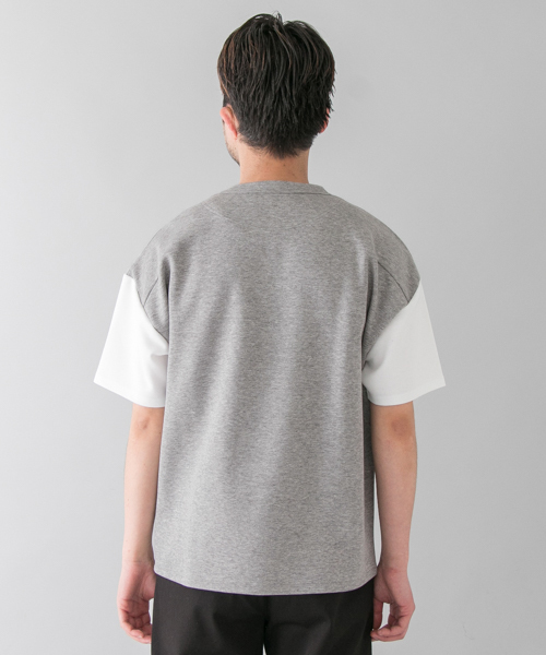 URBAN RESEARCH（アーバンリサーチ）の「ポンチバイカラールーズTシャツ（Tシャツ/カットソー・メンズ・ホワイト×グレー/ブラック系その他/ベージュ系その他/グレー×ホワイト・LARGE/MEDIUM）」の9枚目の写真