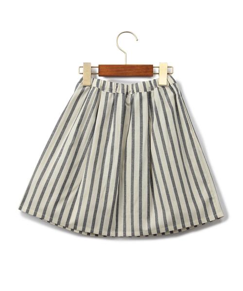 green label relaxing（グリーンレーベルリラクシング）の「【KIDS】ダンガリー/ストライプ タックスカート◆（スカート・キッズ・ネイビー/ホワイト・105cm/115cm/125cm/135cm/95cm）」の5枚目の写真