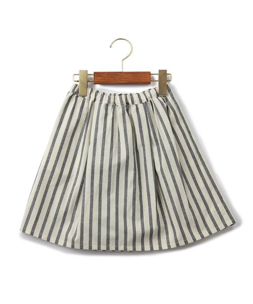 green label relaxing（グリーンレーベルリラクシング）の「【KIDS】ダンガリー/ストライプ タックスカート◆（スカート・キッズ・ネイビー/ホワイト・105cm/115cm/125cm/135cm/95cm）」の7枚目の写真