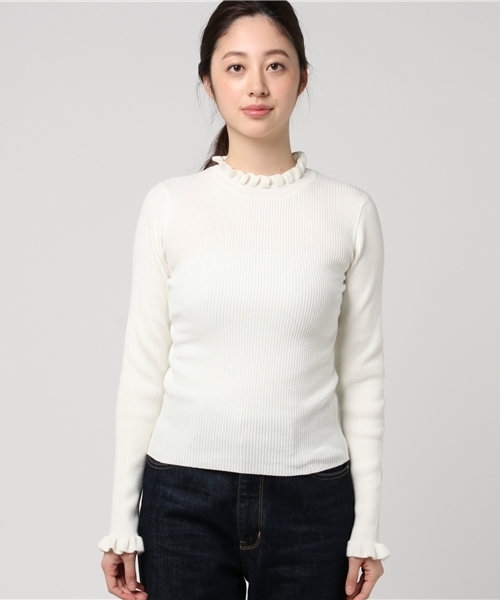 mysty woman（ミスティウーマン）の「フリルネックインナー（Tシャツ/カットソー・レディース・ブラック/イエロー/トップグレー/ホワイト・FREE）」の5枚目の写真