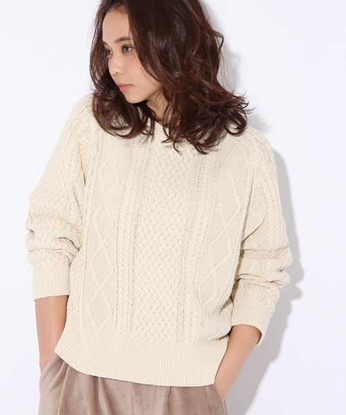 niko and...(ニコアンド)の「ケーブルボートプルオーバー【niko and ...】(ニット/セーター・レディース・チャコール/ライトブルー/アイボリー・LARGE/MEDIUM)」の2枚目の写真