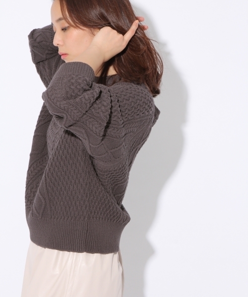 niko and...(ニコアンド)の「ケーブルボートプルオーバー【niko and ...】(ニット/セーター・レディース・チャコール/ライトブルー/アイボリー・LARGE/MEDIUM)」の1枚目の写真