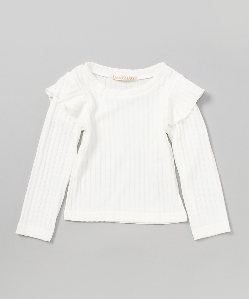 KOBE LETTUCE(コウベレタス)の「★キッズ★グッと女の子らしくなれちゃう♪【KIDS】選べる2タイプ★フリルリブニットソー(ニット/セーター・キッズ・ホワイト系その他/ピンク系その他/グレー系その他/ホワイト系その他2/ピンク系その他2/グレー系その他2・90/100/110)」の1枚目の写真