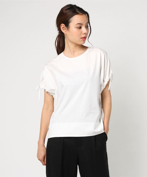 NARACAMICIE（ナラカミーチェ）の「ドロストスリーブプルオーバー半袖ブラウス（シャツ/ブラウス・レディース・ホワイト/カーキ/ブルー・MEDIUM）」の9枚目の写真