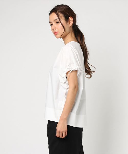 NARACAMICIE（ナラカミーチェ）の「ドロストスリーブプルオーバー半袖ブラウス（シャツ/ブラウス・レディース・ホワイト/カーキ/ブルー・MEDIUM）」の4枚目の写真