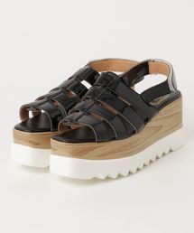 STYLEBLOCK | 厚底ウェッジシャークソールエナメルグラディエーターサンダル(サンダル)